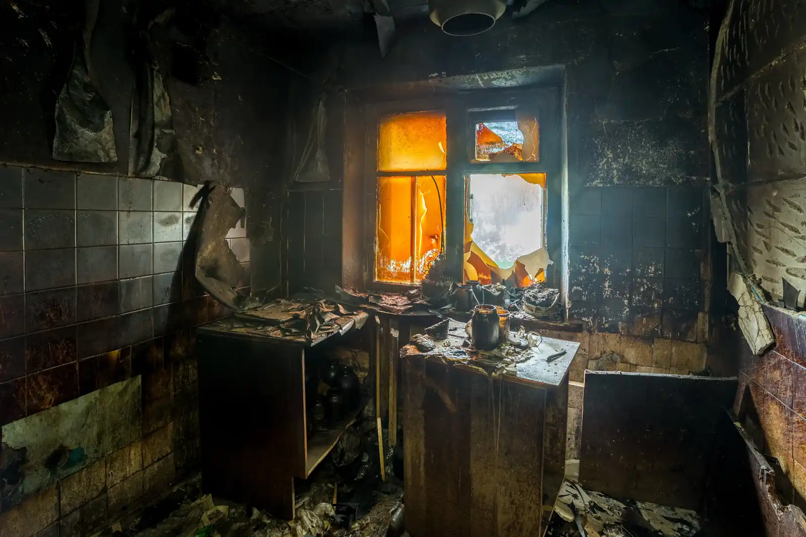 Fire damage restoration crew responding to a house fire in Tacoma, WA near 98401